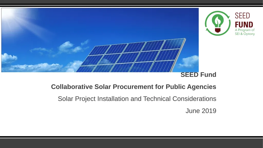 SEED Fund Collaborative Solar Procurement for - slide 1 of 30