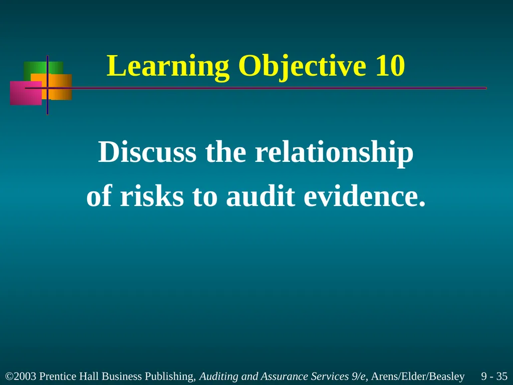 Materiality and Risk Chapter 9 Learning Objective - slide 35 of 48