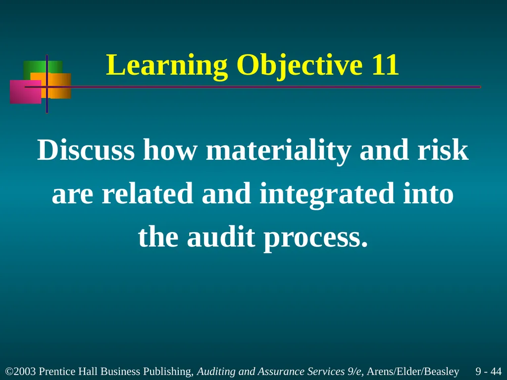 Materiality and Risk Chapter 9 Learning Objective - slide 44 of 48