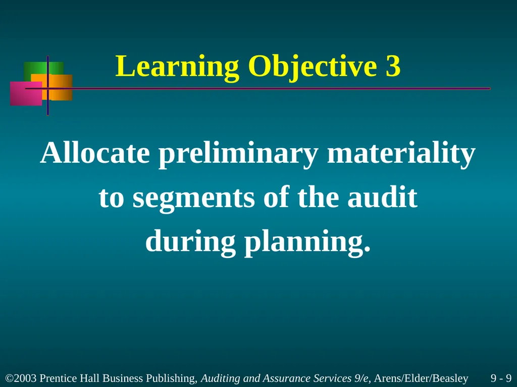 Materiality and Risk Chapter 9 Learning Objective - slide 9 of 48