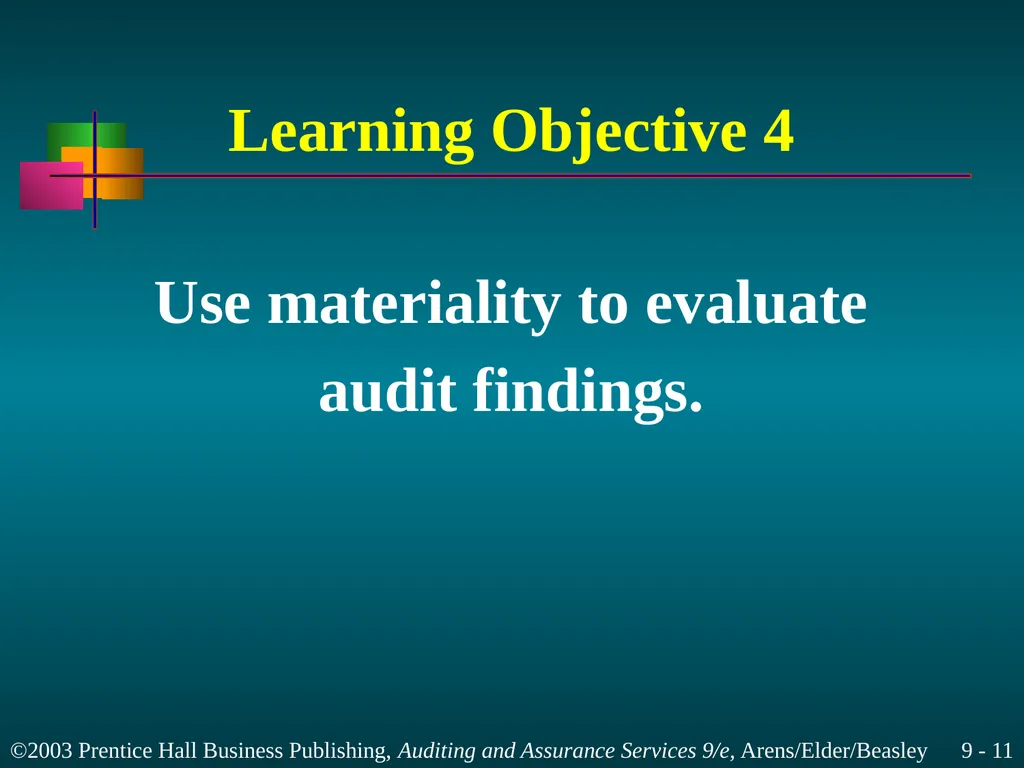Materiality and Risk Chapter 9 Learning Objective - slide 11 of 48