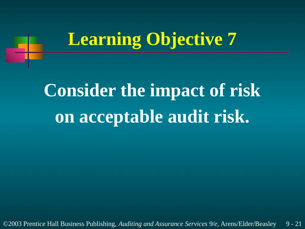Materiality and Risk Chapter 9 Learning Objective - slide 21 of 48