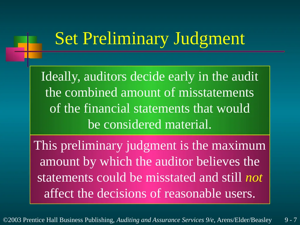 Materiality and Risk Chapter 9 Learning Objective - slide 7 of 48