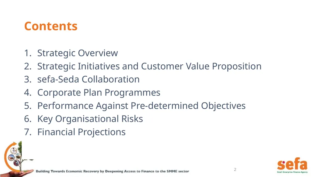 sefa’s Corporate Plan and APPs: (2021/22 – - slide 2 of 54