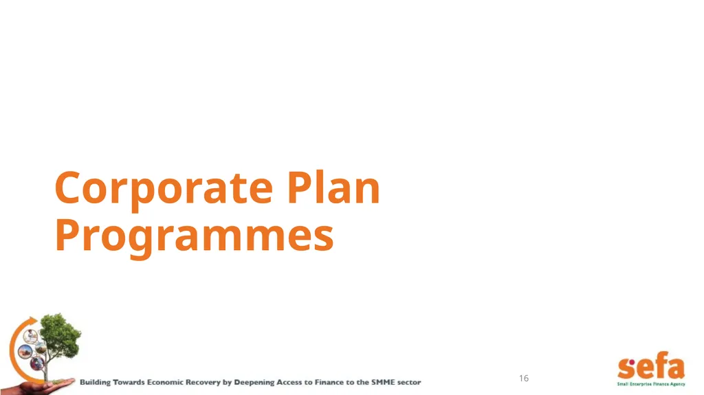 sefa’s Corporate Plan and APPs: (2021/22 – - slide 16 of 54