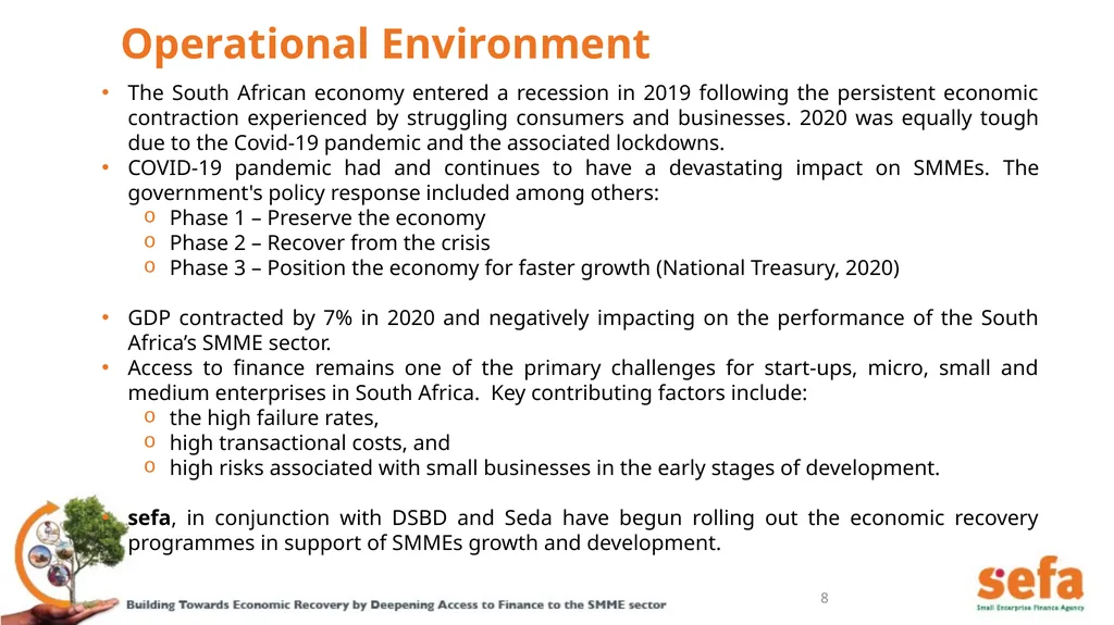 sefa’s Corporate Plan and APPs: (2021/22 – - slide 8 of 54