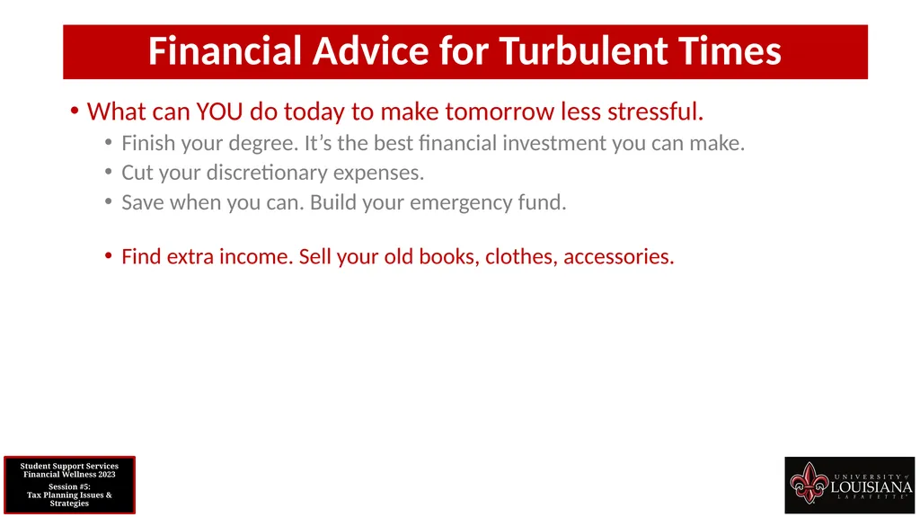 STUDENT SUPPORT SERVICES FINANCIAL WELLNESS SERIES - slide 66 of 79