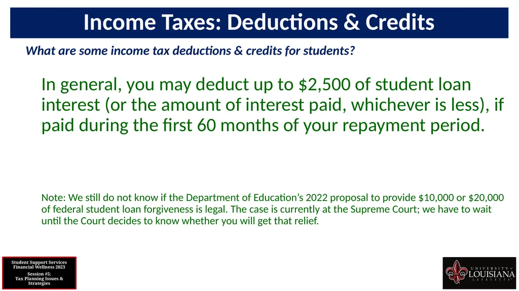 STUDENT SUPPORT SERVICES FINANCIAL WELLNESS SERIES - slide 42 of 79
