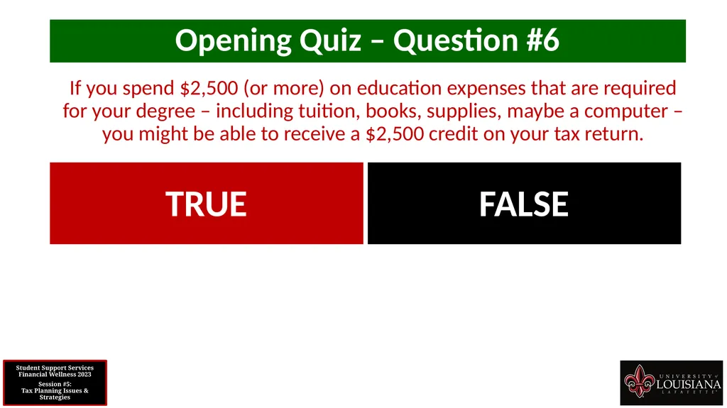 STUDENT SUPPORT SERVICES FINANCIAL WELLNESS SERIES - slide 13 of 79