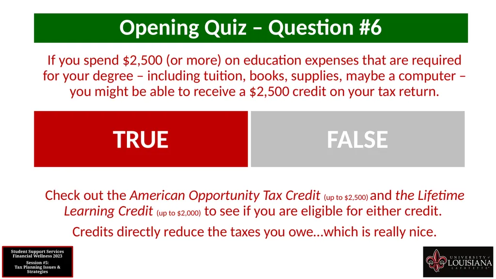 STUDENT SUPPORT SERVICES FINANCIAL WELLNESS SERIES - slide 14 of 79