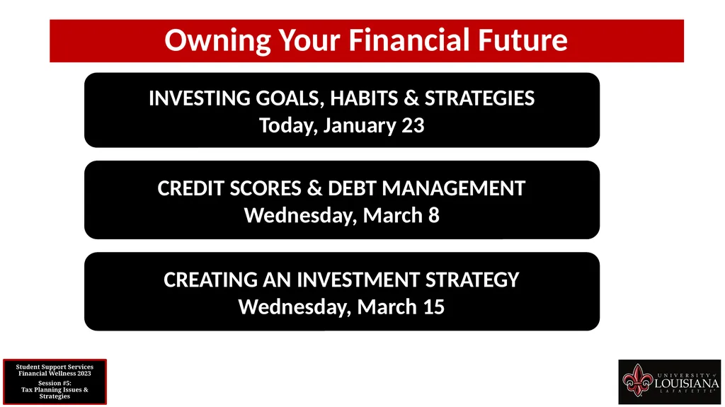 STUDENT SUPPORT SERVICES FINANCIAL WELLNESS SERIES - slide 19 of 79