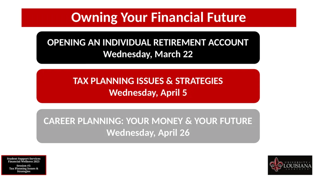 STUDENT SUPPORT SERVICES FINANCIAL WELLNESS SERIES - slide 20 of 79