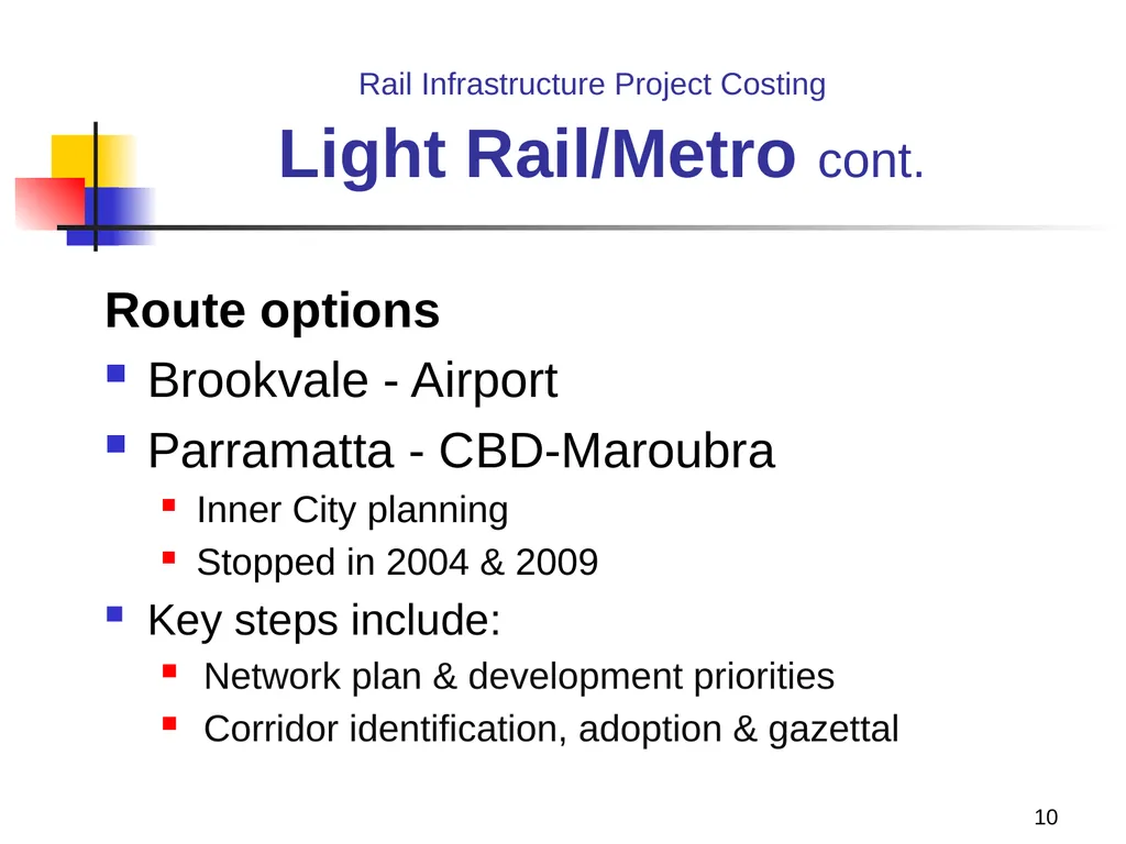 Rail Infrastructure Project Costing from strategic - slide 10 of 41