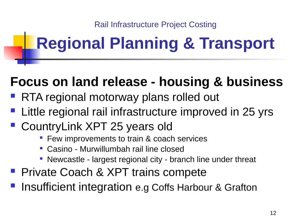 Rail Infrastructure Project Costing from strategic - slide 12 of 41