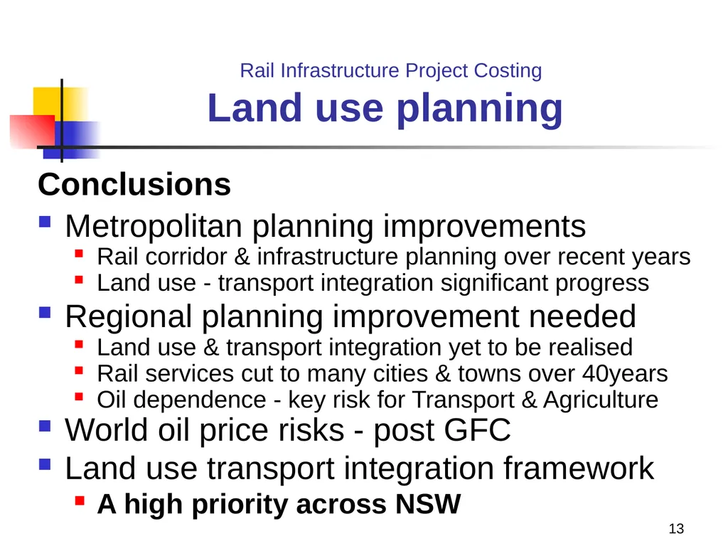 Rail Infrastructure Project Costing from strategic - slide 13 of 41
