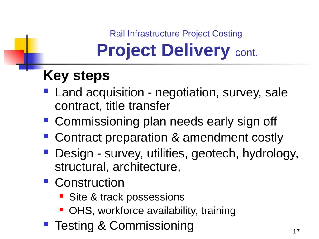 Rail Infrastructure Project Costing from strategic - slide 17 of 41