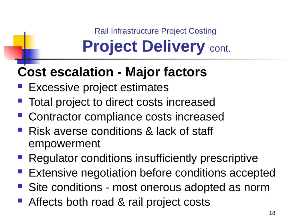 Rail Infrastructure Project Costing from strategic - slide 18 of 41
