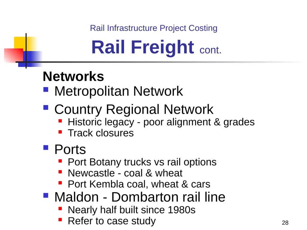 Rail Infrastructure Project Costing from strategic - slide 28 of 41