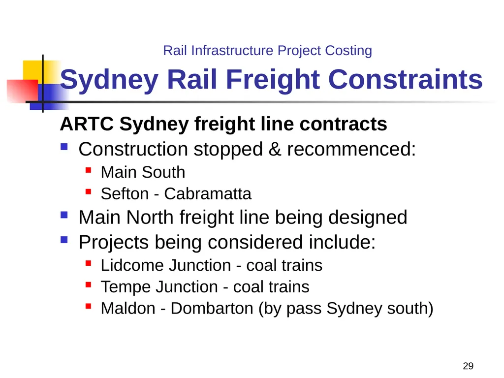Rail Infrastructure Project Costing from strategic - slide 29 of 41