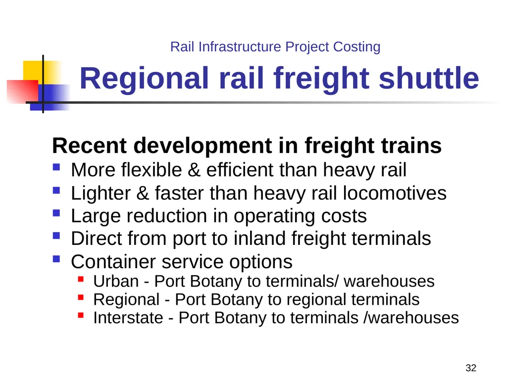 Rail Infrastructure Project Costing from strategic - slide 32 of 41