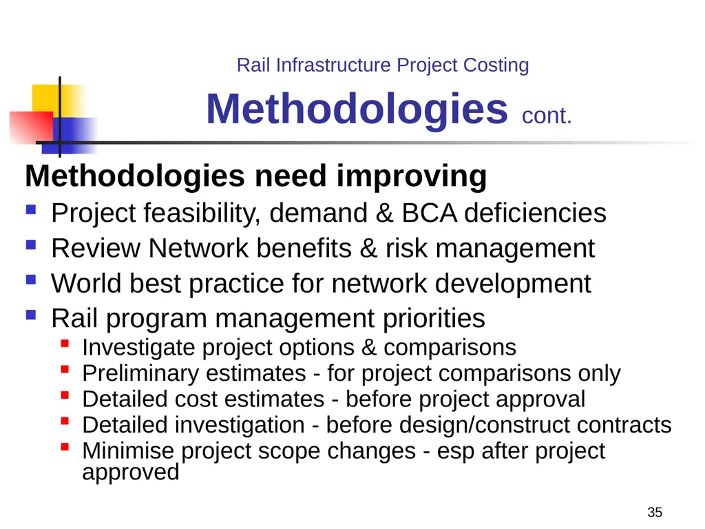 Rail Infrastructure Project Costing from strategic - slide 35 of 41