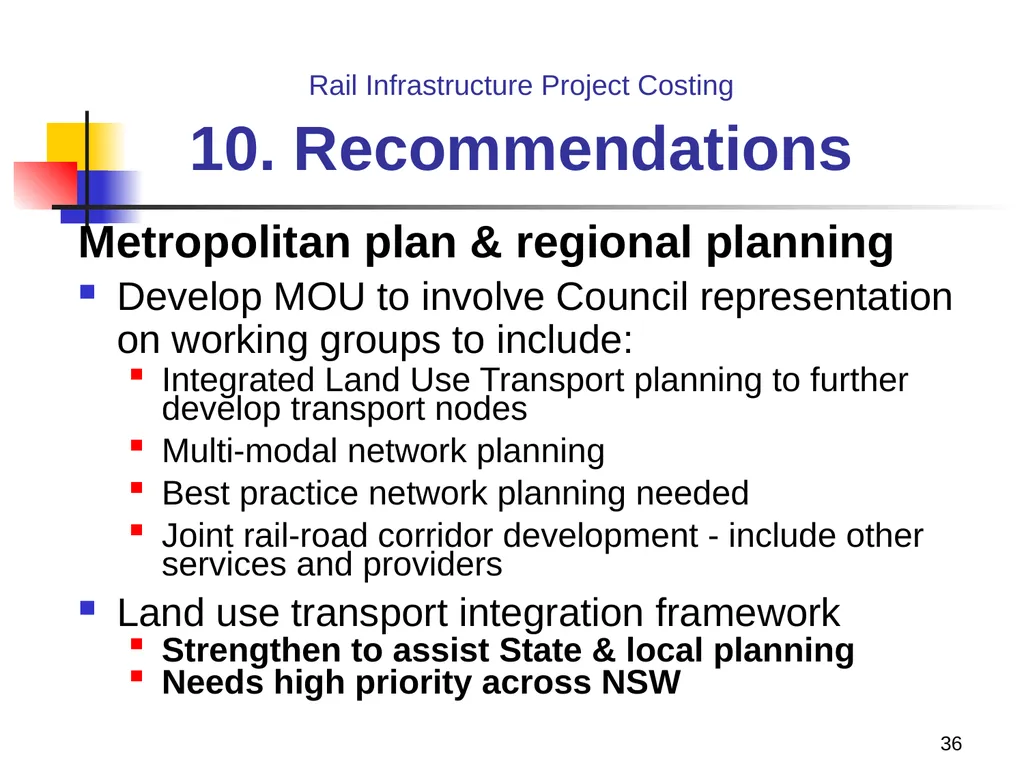 Rail Infrastructure Project Costing from strategic - slide 36 of 41