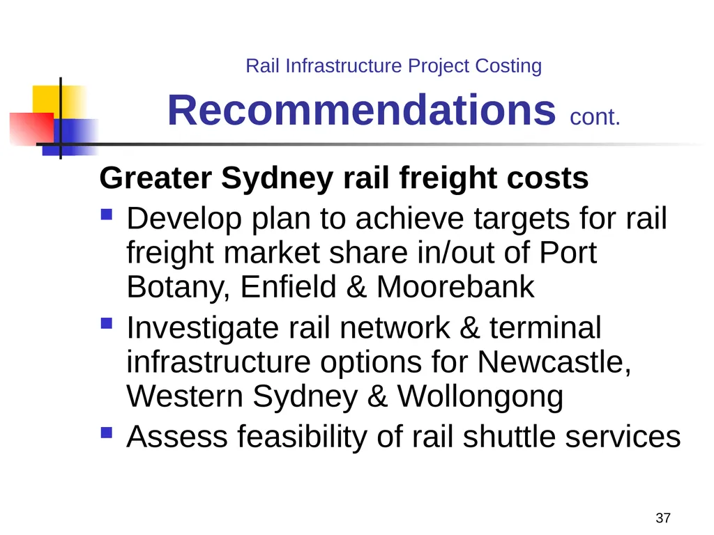 Rail Infrastructure Project Costing from strategic - slide 37 of 41