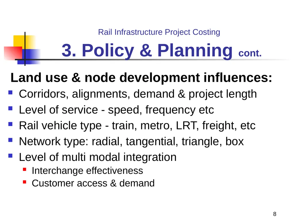 Rail Infrastructure Project Costing from strategic - slide 8 of 41