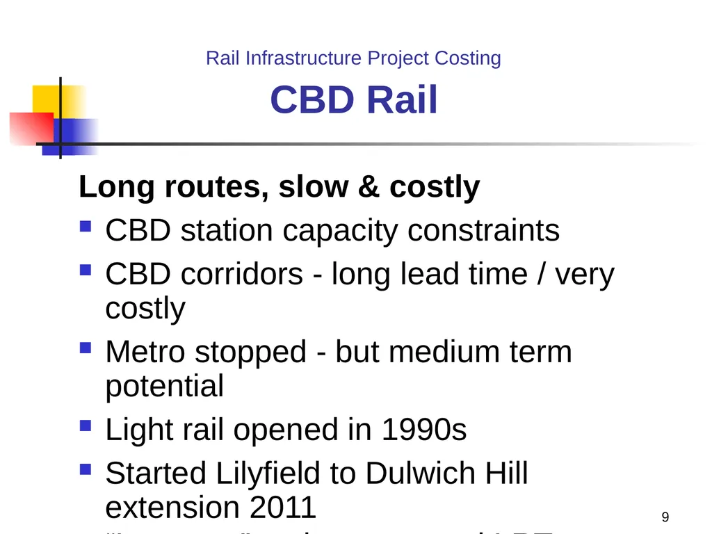 Rail Infrastructure Project Costing from strategic - slide 9 of 41