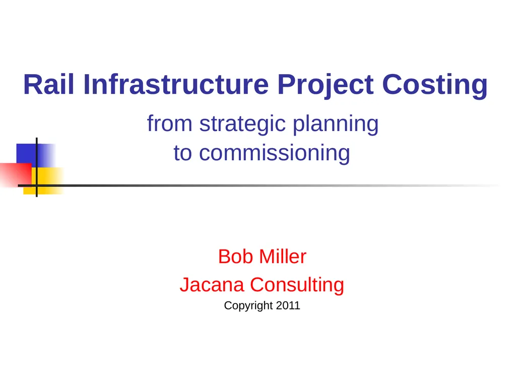 Rail Infrastructure Project Costing from strategic