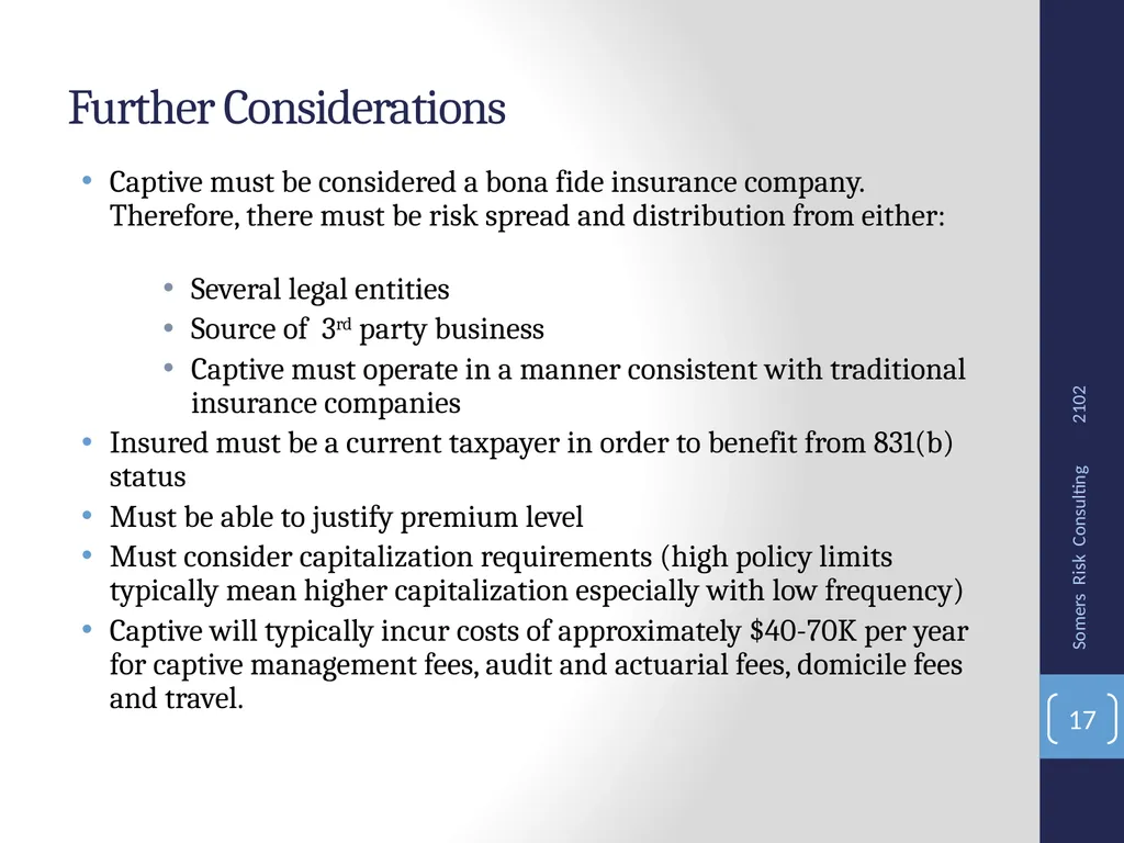 SRMC Fall Conference 2012 Captives, Microcaptives - slide 17 of 37