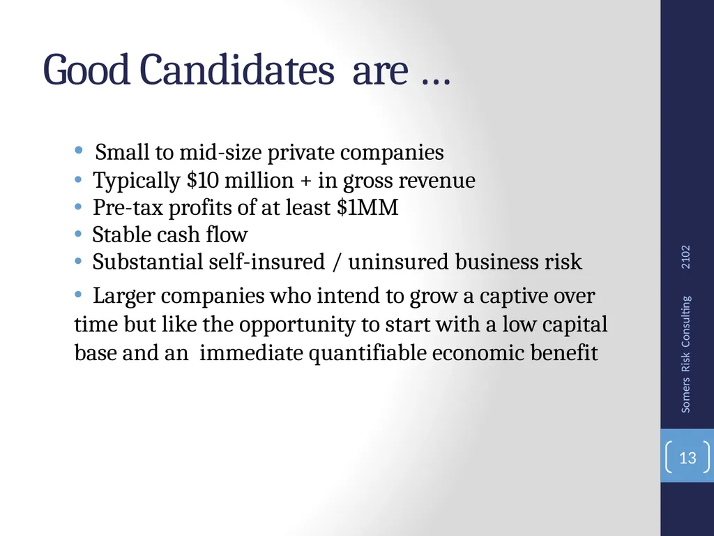 SRMC Fall Conference 2012 Captives, Microcaptives - slide 13 of 37