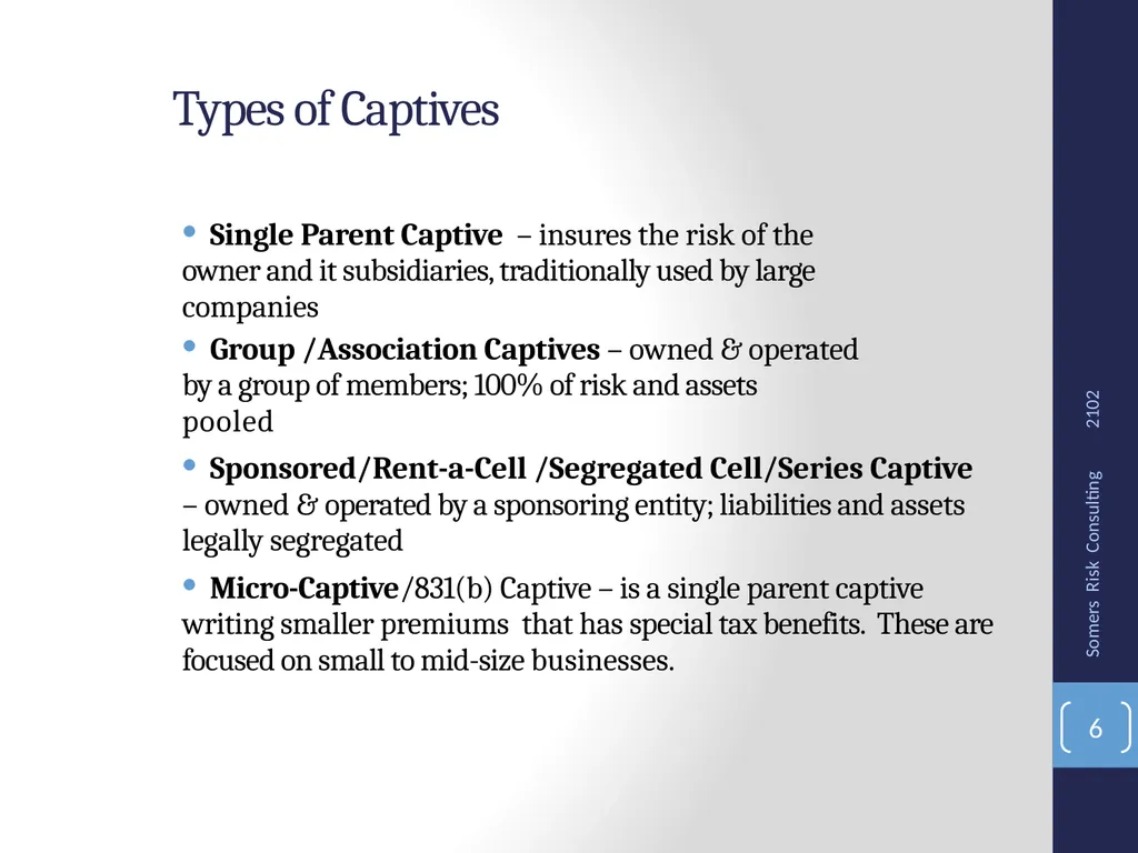 SRMC Fall Conference 2012 Captives, Microcaptives - slide 6 of 37