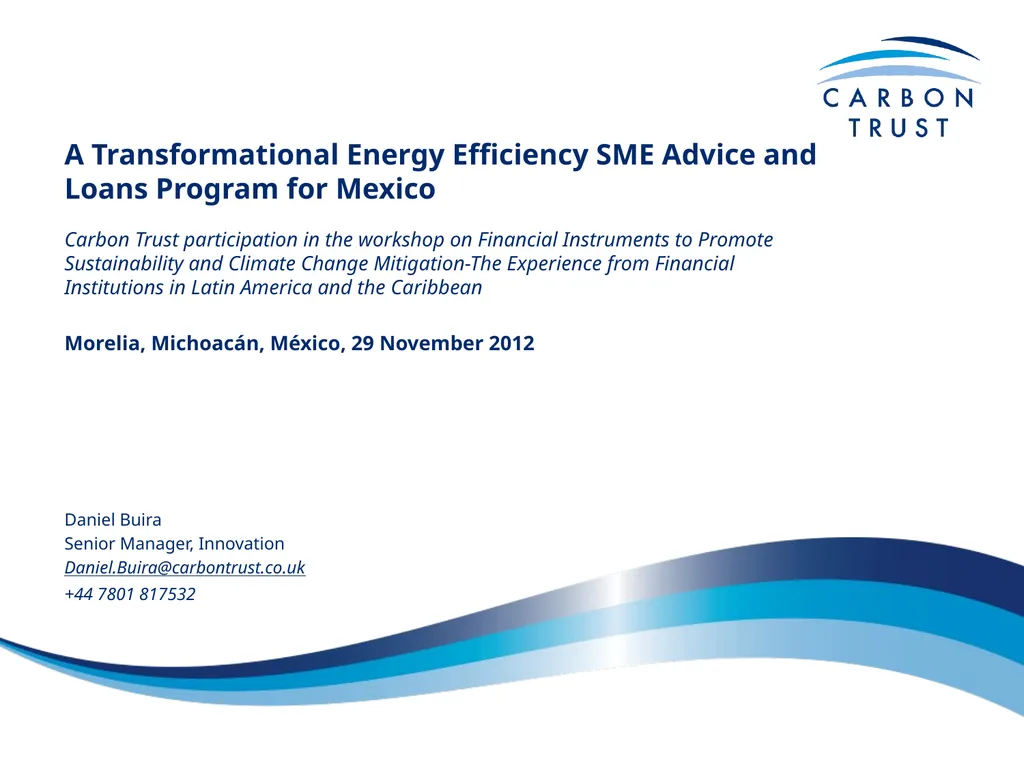 A Transformational Energy Efficiency SME Advice - slide 1 of 13