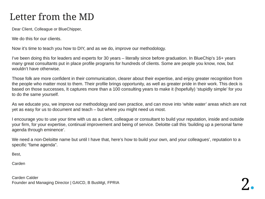 S 2 Letter from the MD Dear Client, Colleague or - slide 2 of 9