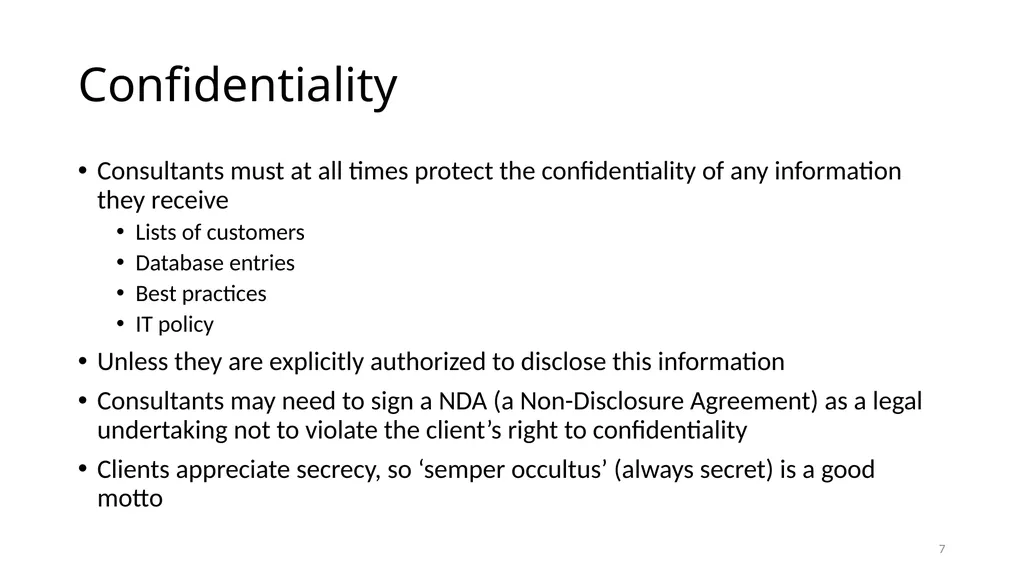 IS6602 – Seminar 2 Consulting Ethics 1 - slide 7 of 26
