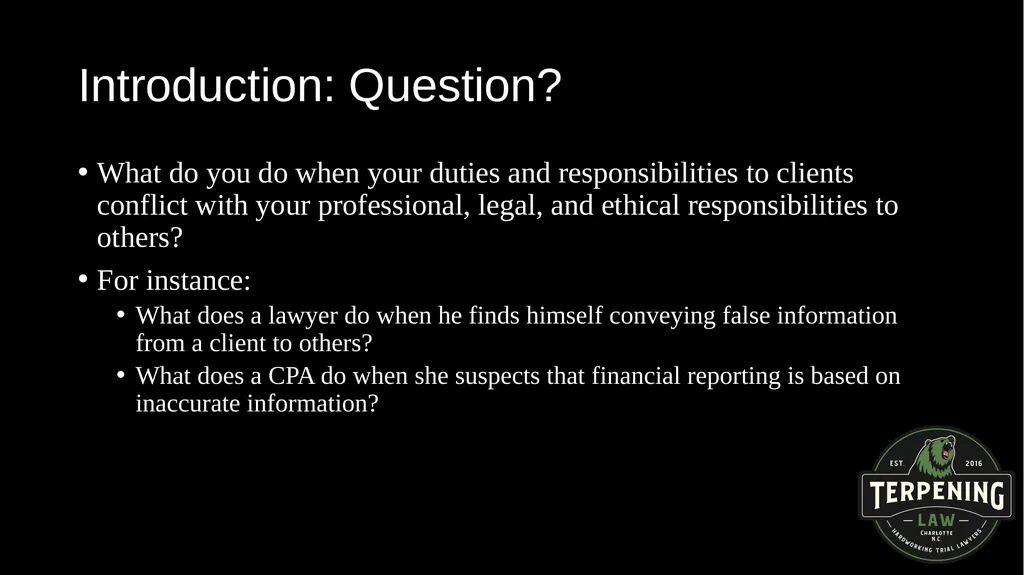 ETHICS AND FINANCIAL ISSUES: BALANCING DUELING - slide 3 of 67
