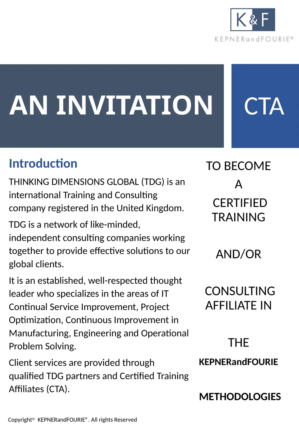 KEPNERandFOURIE®️ onboarding information - slide 2 of 13