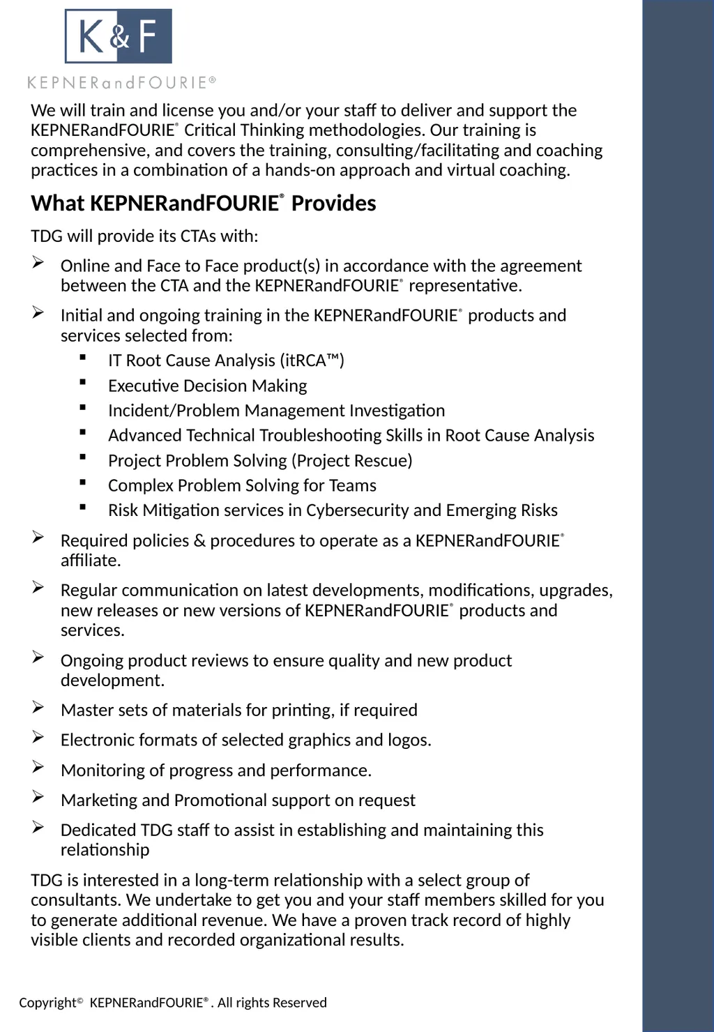 KEPNERandFOURIE®️ onboarding information - slide 4 of 13