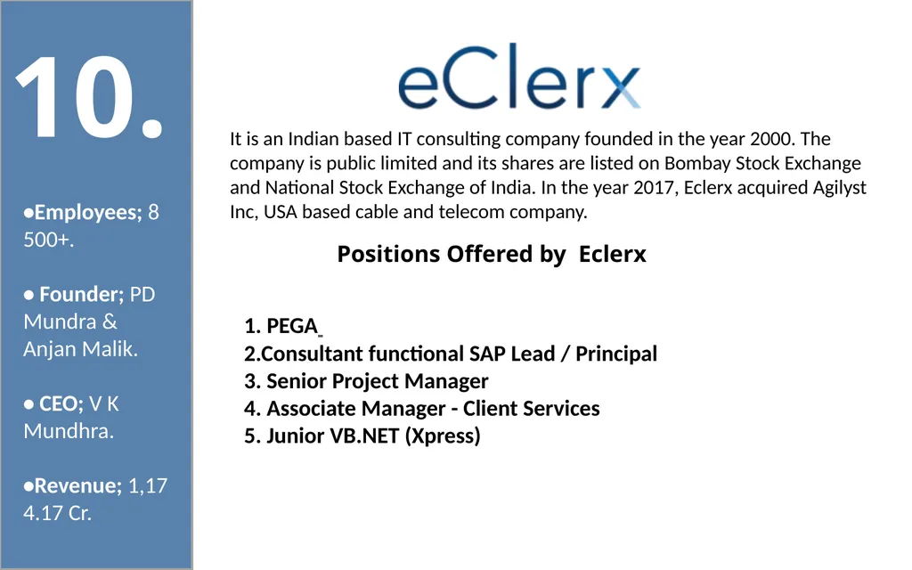 50 India Based IT Companies 1. TCS is an India - slide 13 of 33