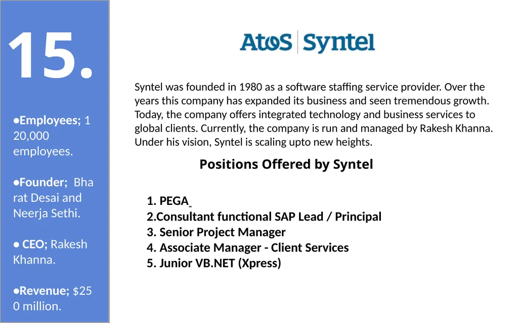 50 India Based IT Companies 1. TCS is an India - slide 18 of 33