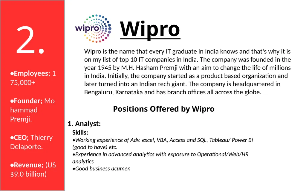 50 India Based IT Companies 1. TCS is an India - slide 4 of 33
