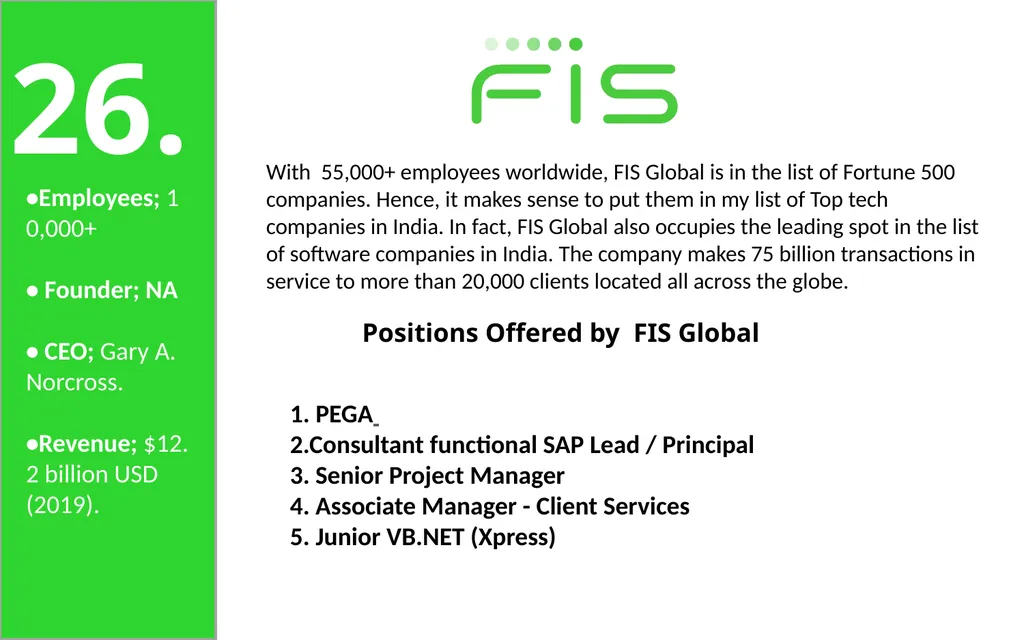 50 India Based IT Companies 1. TCS is an India - slide 29 of 33