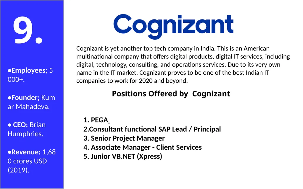 50 India Based IT Companies 1. TCS is an India - slide 12 of 33