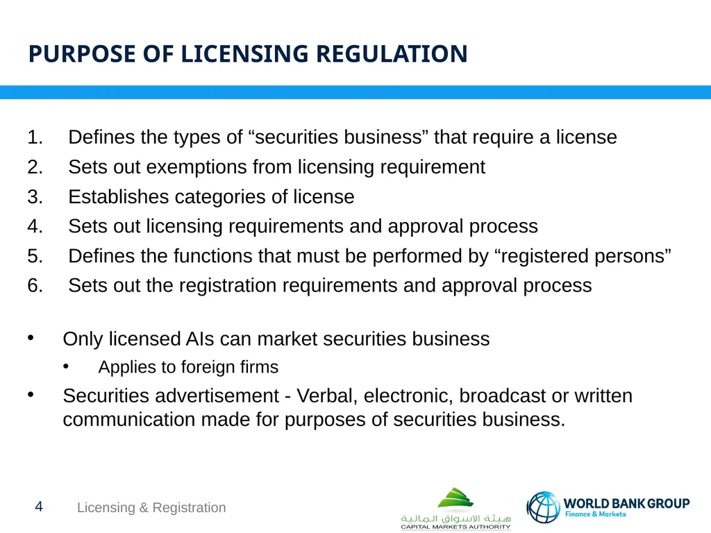 WORKSHOP ON proposed CMA regulations Licensing & - slide 4 of 16