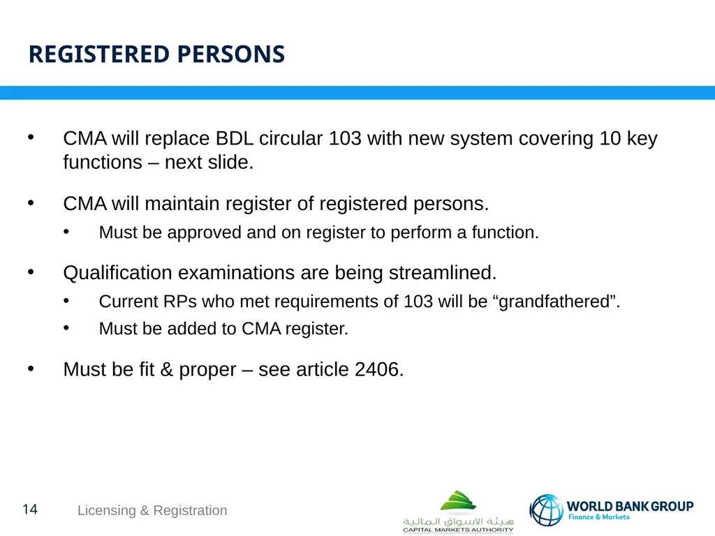 WORKSHOP ON proposed CMA regulations Licensing & - slide 14 of 16