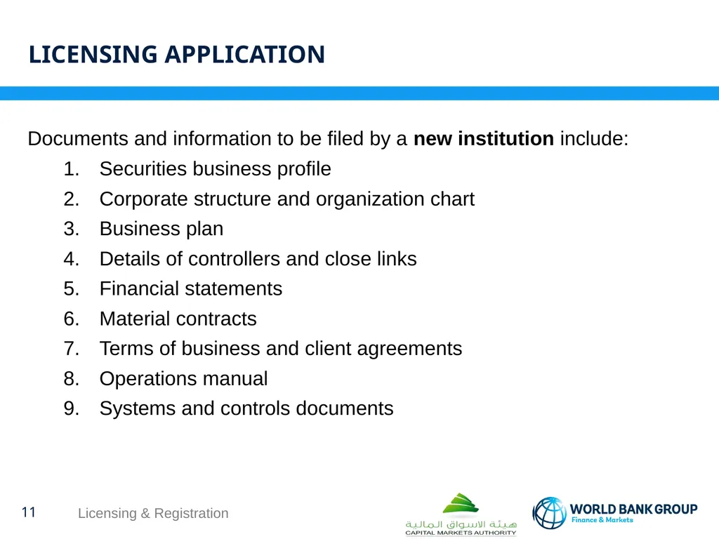 WORKSHOP ON proposed CMA regulations Licensing & - slide 11 of 16