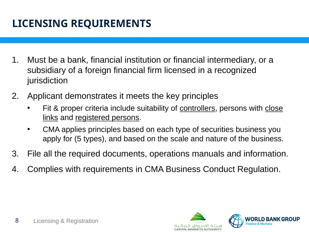WORKSHOP ON proposed CMA regulations Licensing & - slide 8 of 16