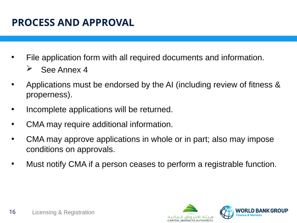 WORKSHOP ON proposed CMA regulations Licensing & - slide 16 of 16
