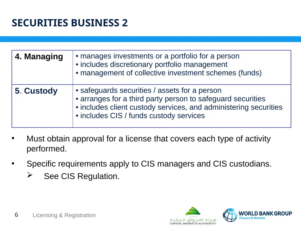 WORKSHOP ON proposed CMA regulations Licensing & - slide 6 of 16